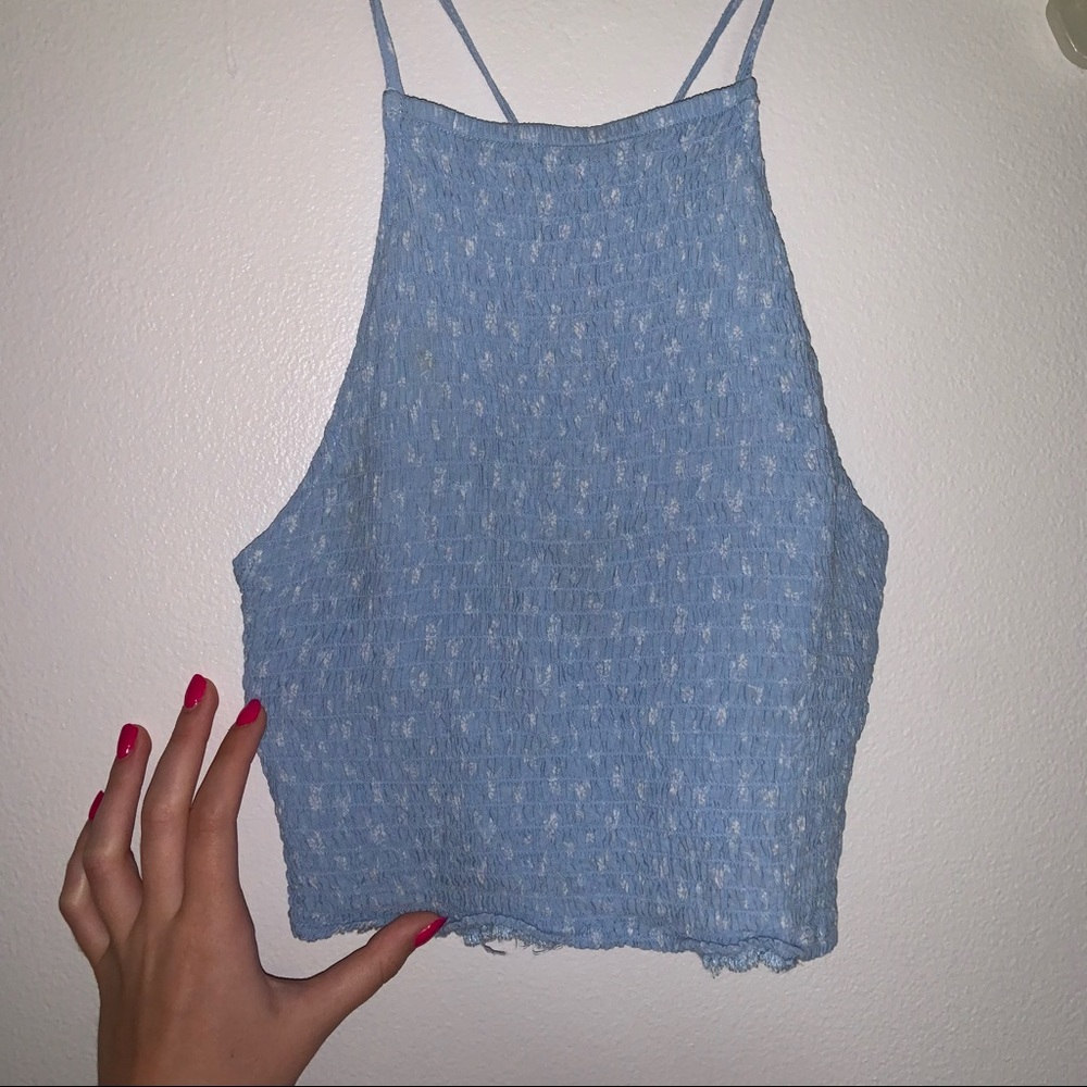 Blue halter tank top